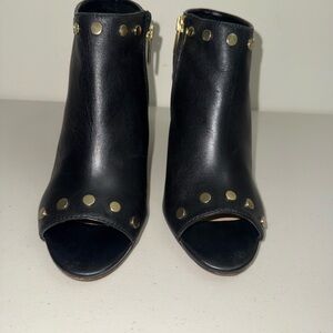 Vince Camuto Black Leather Studded Ankle Boots